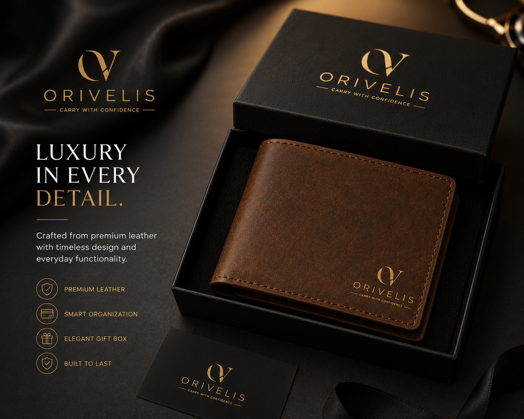 ORIVELIS™ Premium Genuine Leather Wallet for Men – RFID Blocking Slim Bifold Wallet with Luxury Gift Box | Minimalist Designer Wallet