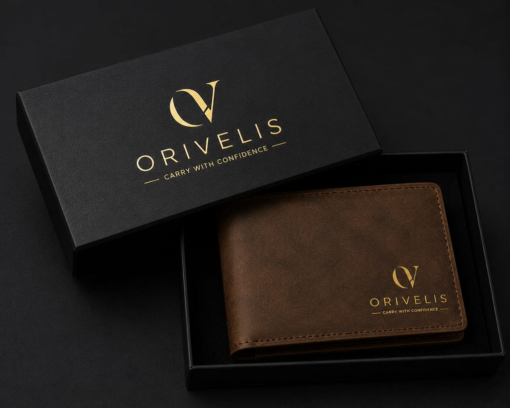 ORIVELIS™ Premium Genuine Leather Wallet for Men – RFID Blocking Slim Bifold Wallet with Luxury Gift Box | Minimalist Designer Wallet