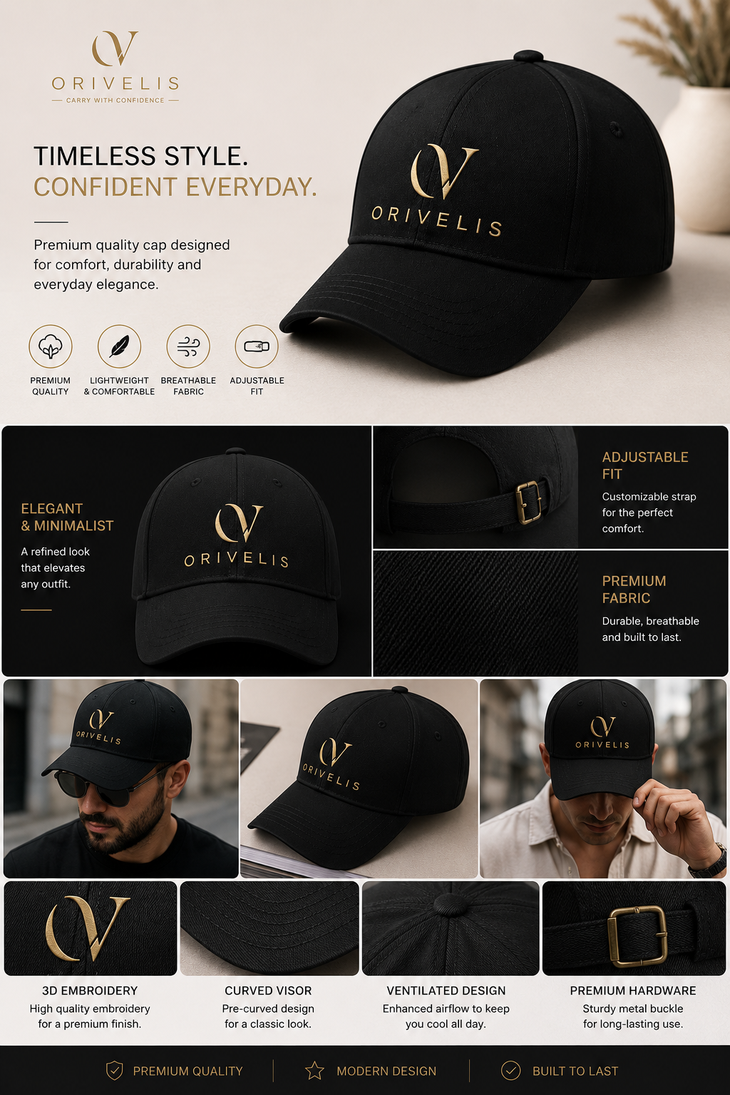ORIVELIS Premium Cap- Black & Gold