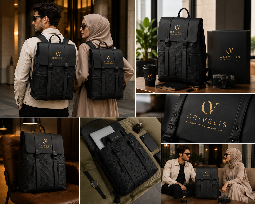 ORIVELIS™ Luxury Business Backpack – Premium Waterproof Laptop Backpack for Men & Women | Elegant Travel & Work Bag with Large Capacity